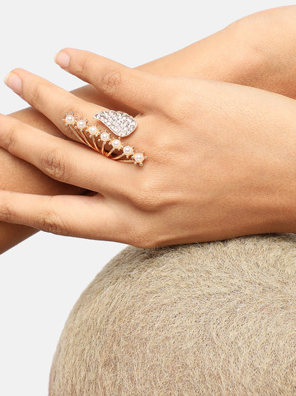 GOLD PLATED PARTY DESIGNER STONE RING FOR WOMEN