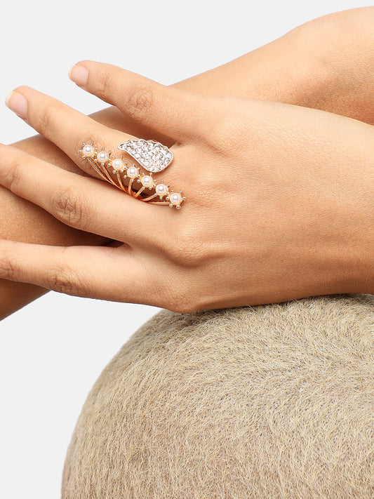 GOLD PLATED PARTY DESIGNER STONE RING FOR WOMEN