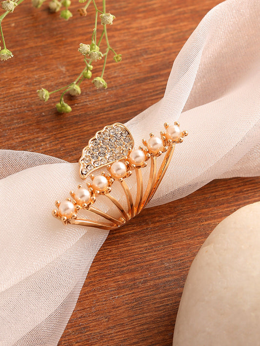 GOLD PLATED PARTY DESIGNER STONE RING FOR WOMEN