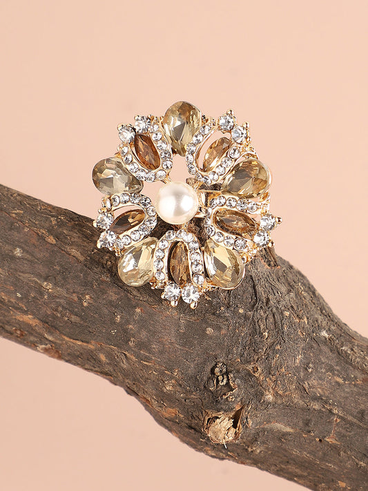 GOLD PLATED PARTY DESIGNER STONE RING FOR WOMEN