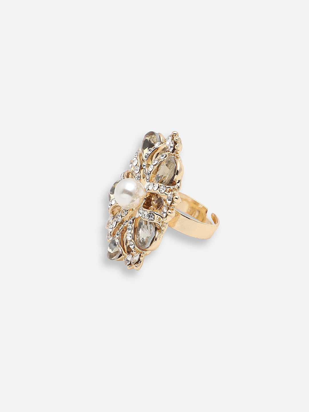 GOLD PLATED PARTY DESIGNER STONE RING FOR WOMEN