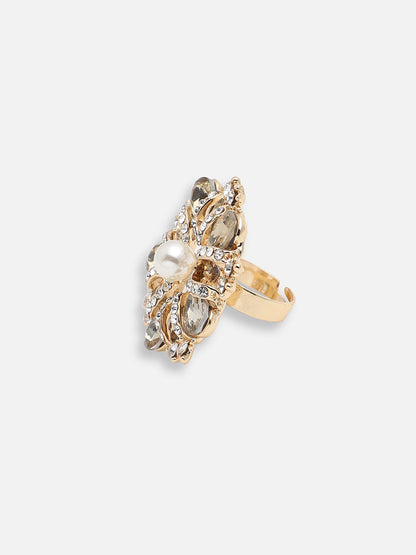 GOLD PLATED PARTY DESIGNER STONE RING FOR WOMEN