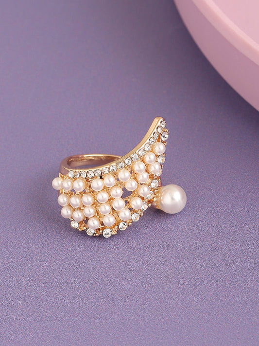 GOLD PLATED PARTY DESIGNER STONE RING FOR WOMEN