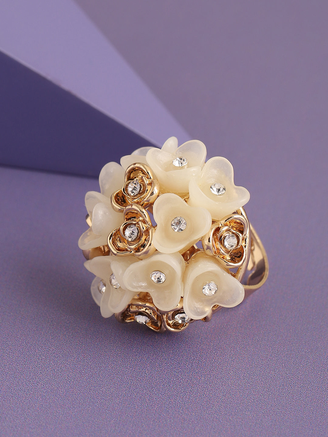 GOLD PLATED PARTY DESIGNER STONE RING FOR WOMEN