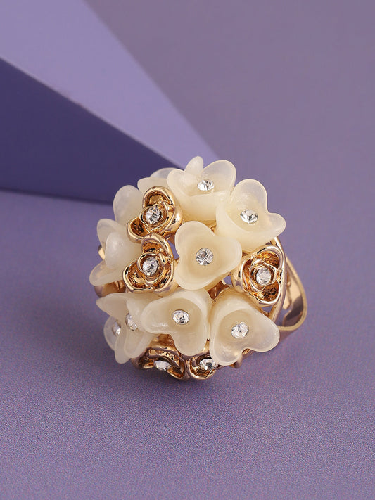 GOLD PLATED PARTY DESIGNER STONE RING FOR WOMEN