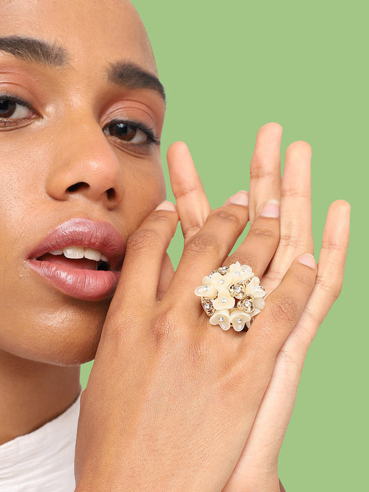 GOLD PLATED PARTY DESIGNER STONE RING FOR WOMEN