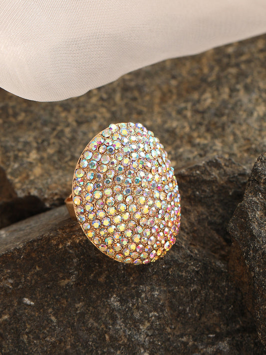 GOLD PLATED PARTY DESIGNER STONE RING FOR WOMEN