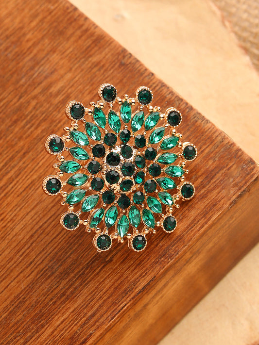 GOLD PLATED PARTY DESIGNER STONE RING FOR WOMEN