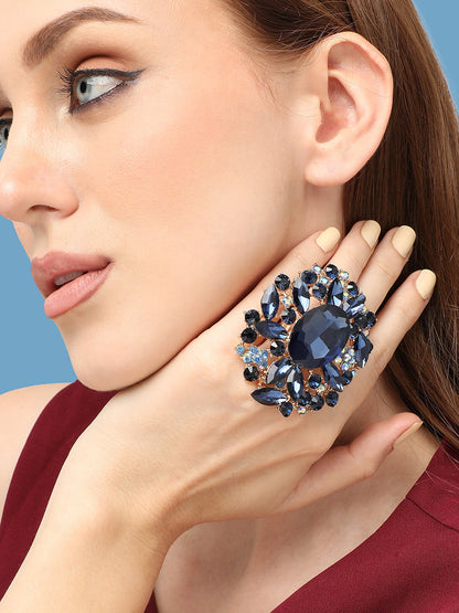 GOLD PLATED PARTY DESIGNER STONE RING FOR WOMEN