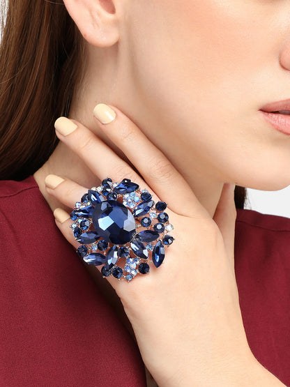 GOLD PLATED PARTY DESIGNER STONE RING FOR WOMEN