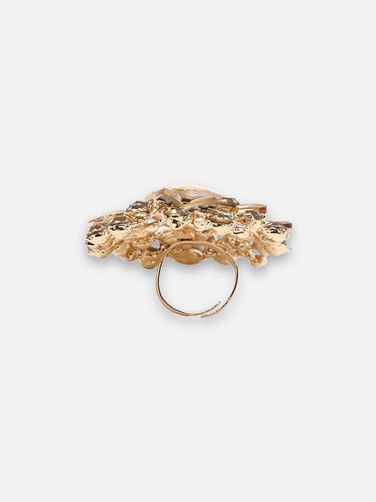 GOLD PLATED PARTY DESIGNER STONE RING FOR WOMEN