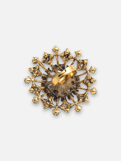 GOLD PLATED PARTY DESIGNER STONE RING FOR WOMEN