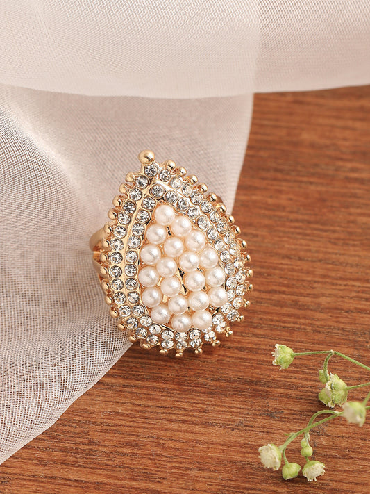 GOLD PLATED PARTY DESIGNER STONE RING FOR WOMEN