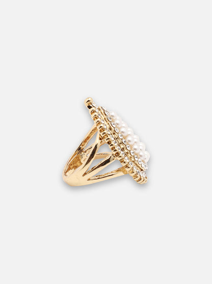 GOLD PLATED PARTY DESIGNER STONE RING FOR WOMEN