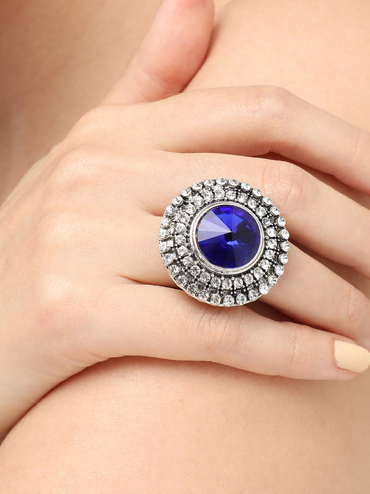 GOLD PLATED PARTY DESIGNER STONE RING FOR WOMEN