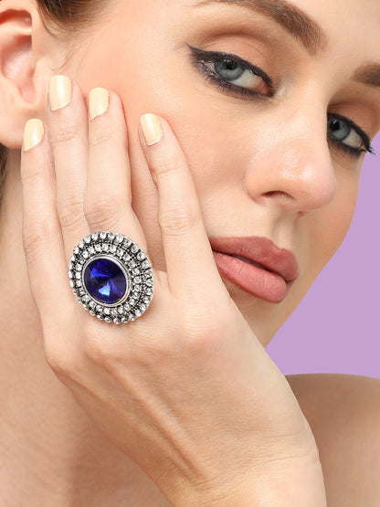 GOLD PLATED PARTY DESIGNER STONE RING FOR WOMEN
