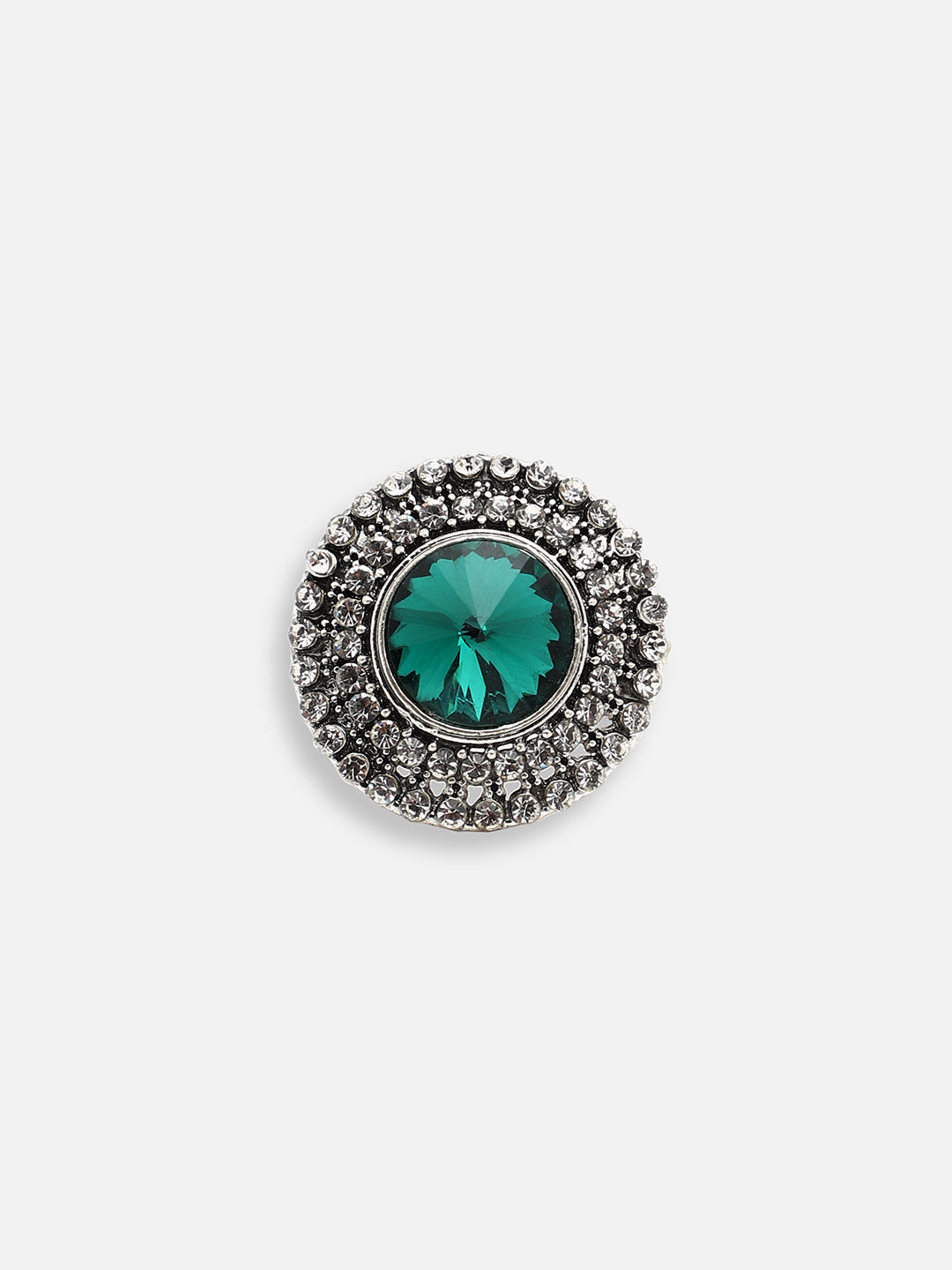 SILVER PLATED PARTY DESIGNER STONE RING FOR WOMEN