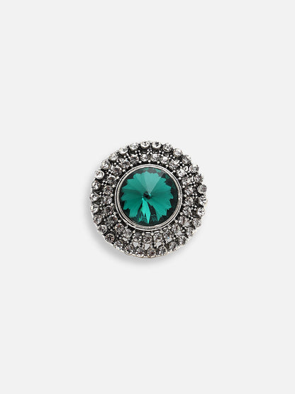 SILVER PLATED PARTY DESIGNER STONE RING FOR WOMEN