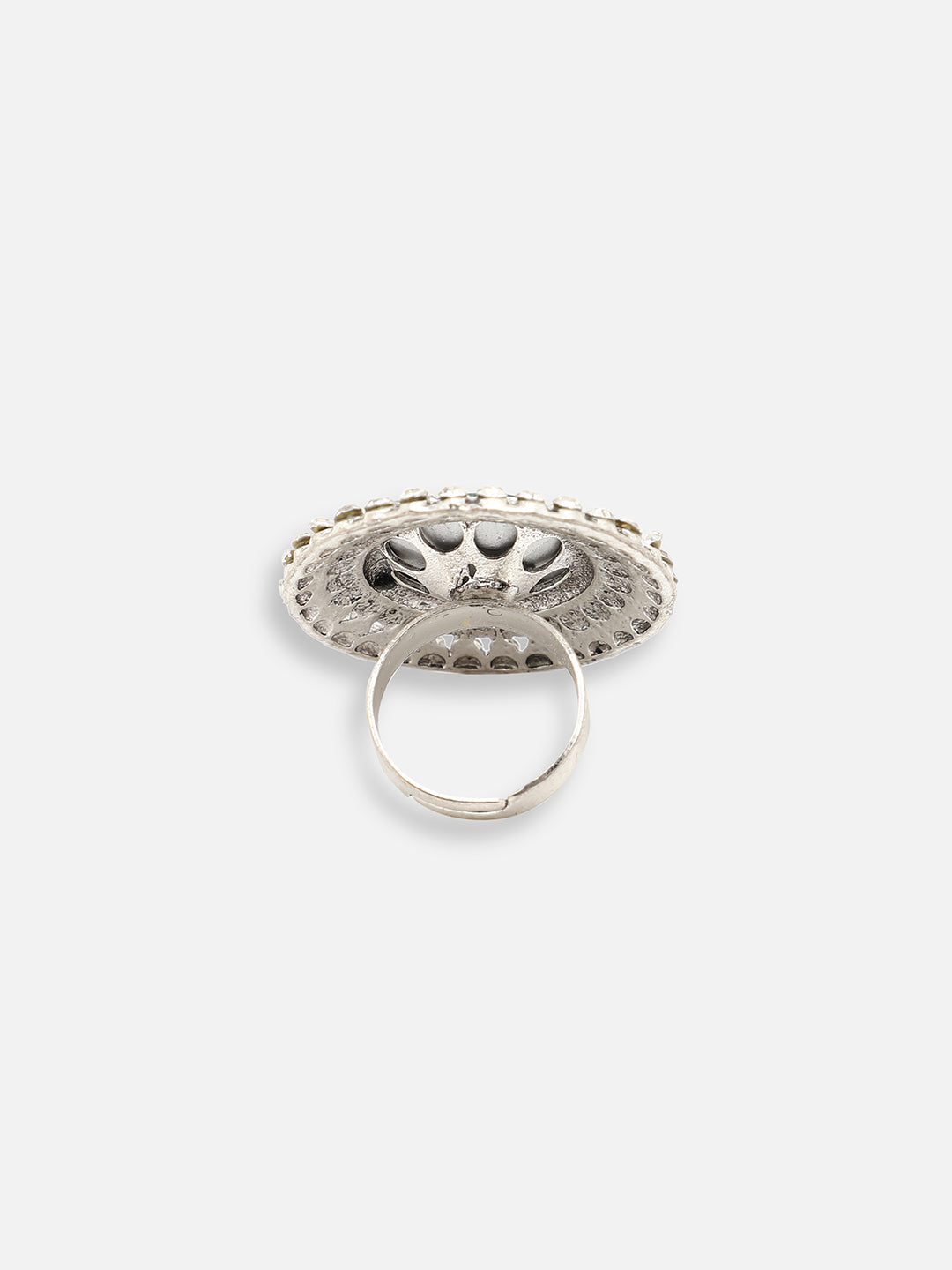 SILVER PLATED PARTY DESIGNER STONE RING FOR WOMEN