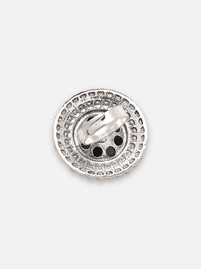 SILVER PLATED PARTY DESIGNER STONE RING FOR WOMEN