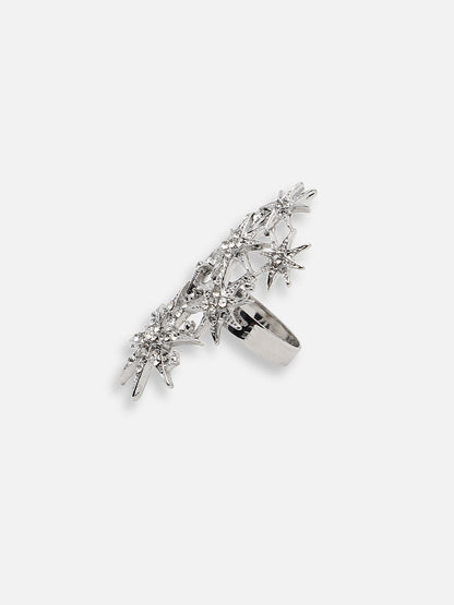 SILVER PLATED PARTY DESIGNER STONE RING FOR WOMEN