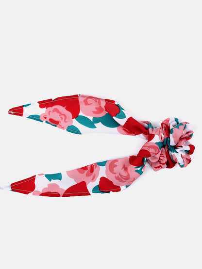 PACK OF 2 FLORAL PRINTED SCARF SCRUNCHIES