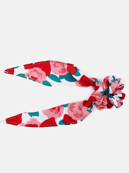 PACK OF 2 FLORAL PRINTED SCARF SCRUNCHIES