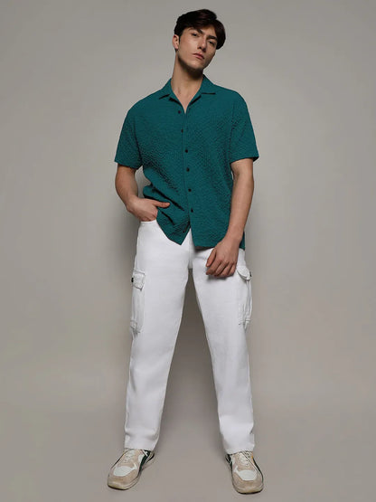 Self-Design Creased Striped Shirt