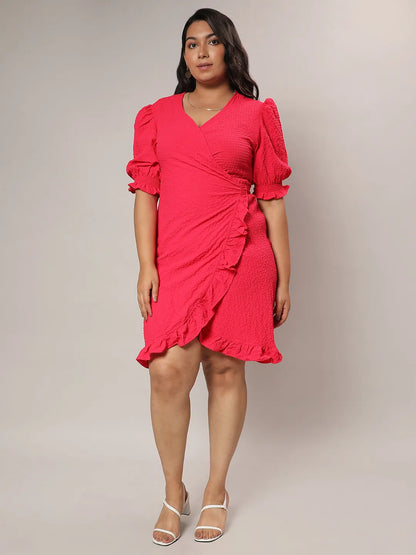 Scarlet Red Wrap Knee Dress