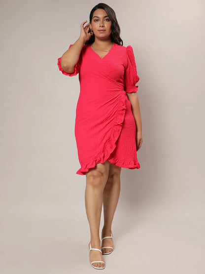 Scarlet Red Wrap Knee Dress