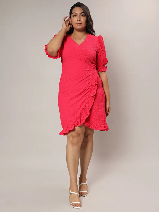 Scarlet Red Wrap Knee Dress
