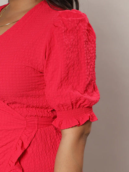 Women's Scarlet Red Wrap Knee Dress