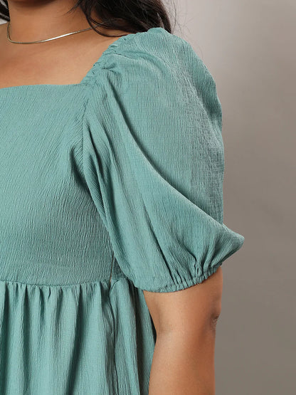 Women's Sage Green Three-Tiered Midi Dress