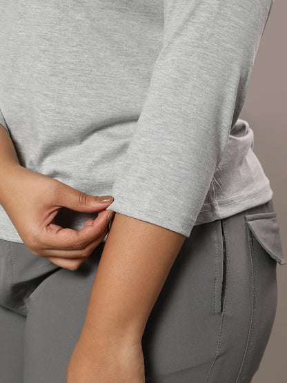 Women's Light Grey Basic Solid Top