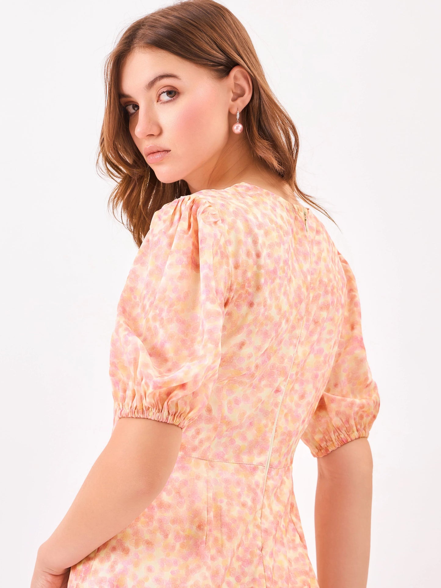 Blush Royale Floral Print Light Pink Midi Dress