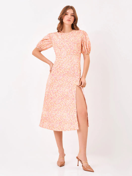 Blush Royale Floral Print Light Pink Midi Dress