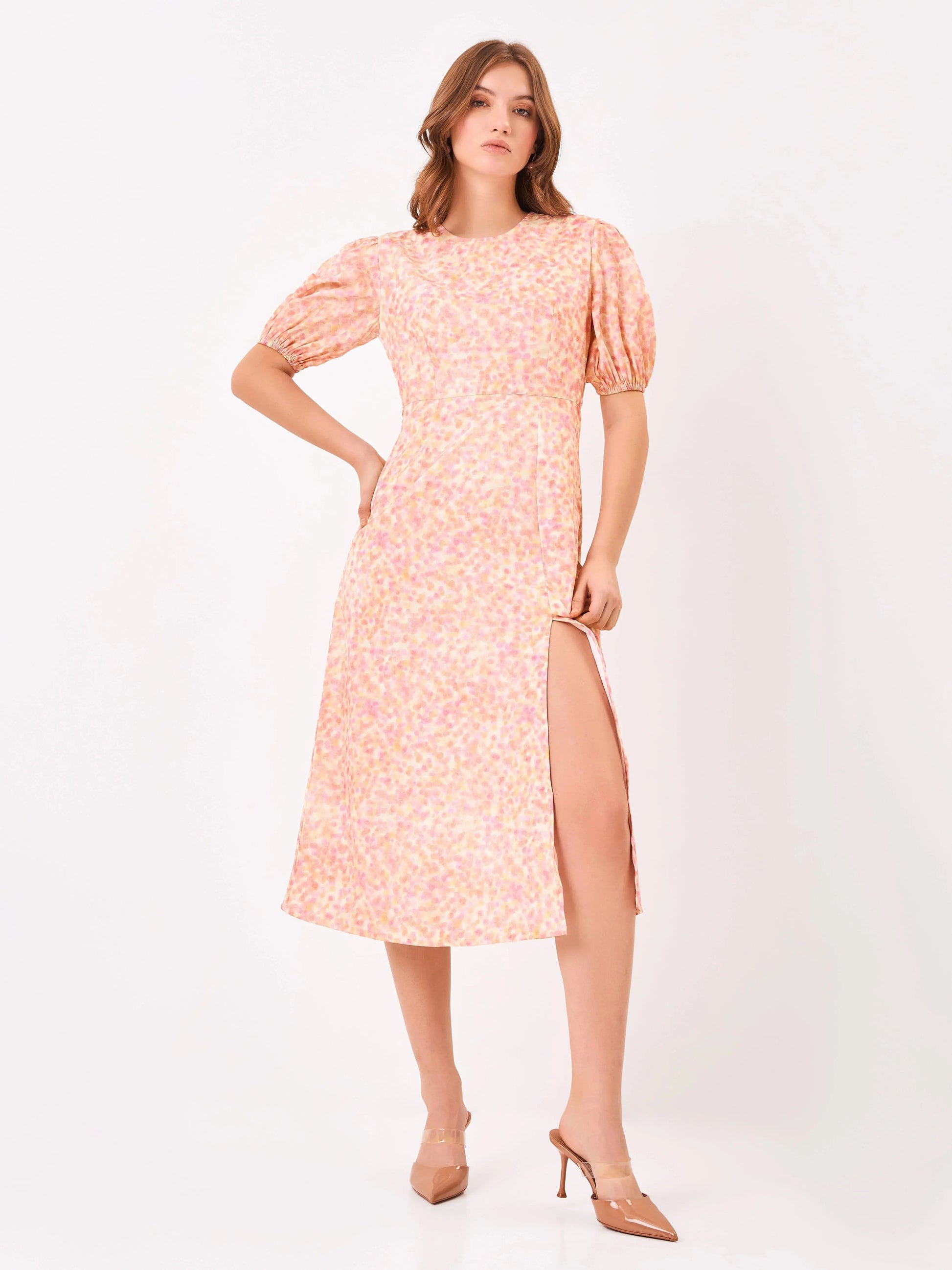 Blush Royale Floral Print Light Pink Midi Dress Zumee