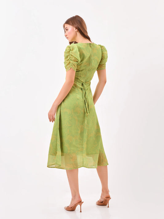 Avocado Aura V-Neck Green Midi Dress