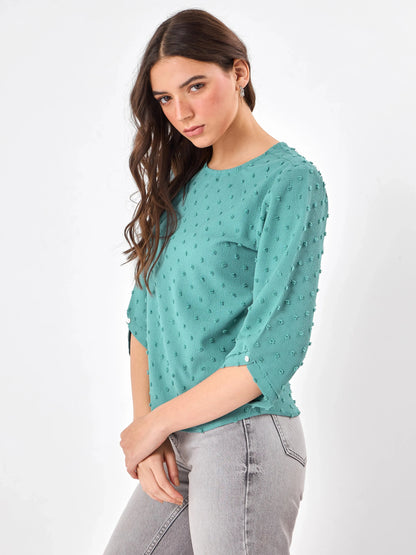 Casual Round Neck Grey Haze Top Zumee