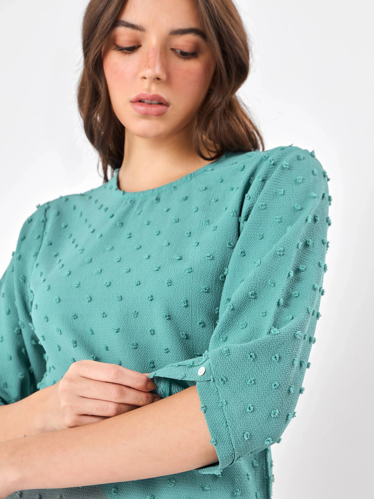 Casual Round Neck Grey Haze Top Zumee