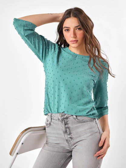 Casual Round Neck Grey Haze Top Zumee