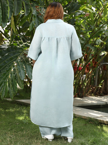 Solid Linen-Blend Kurta Set