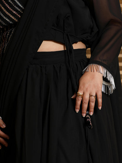 Embellished Lined Pre-Draped Saree