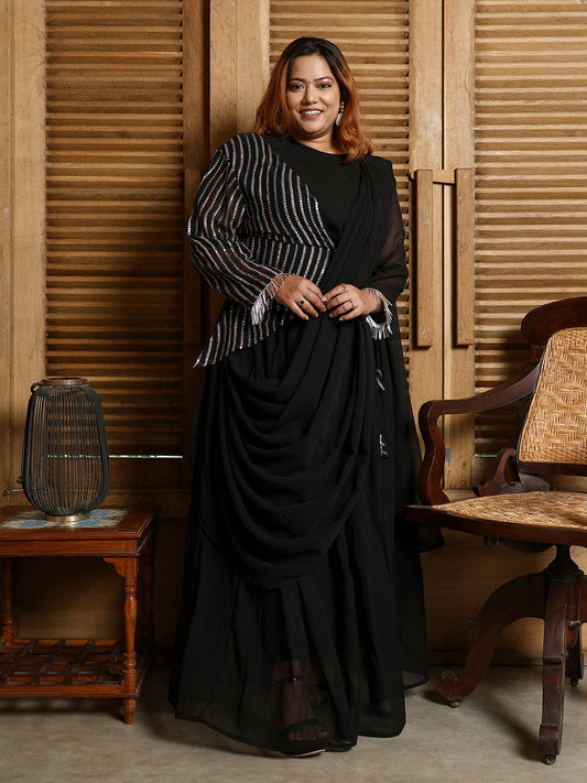 Embellished Lined Pre-Draped Saree
