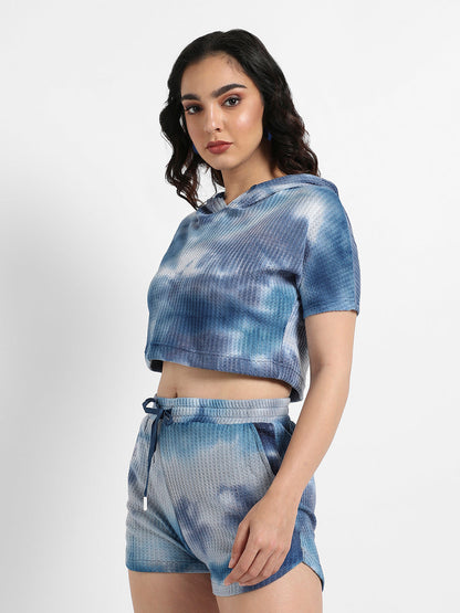 Waffle-Textured Cropped Co-Ord Set