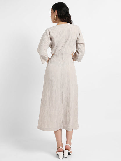 Solid Dress With Tie-Up Cutout Detail