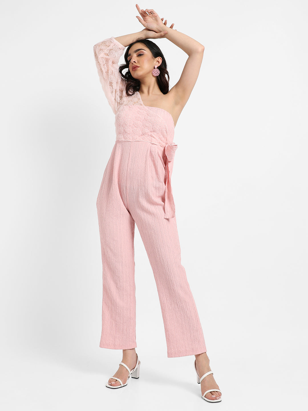 Solid Jumpsuit With Self-Design Details