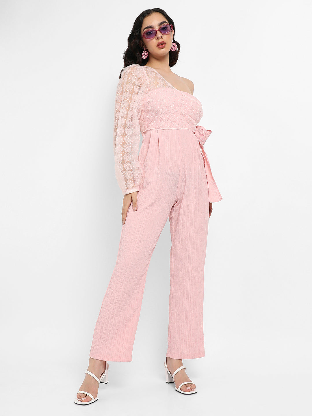 Solid Jumpsuit With Self-Design Details