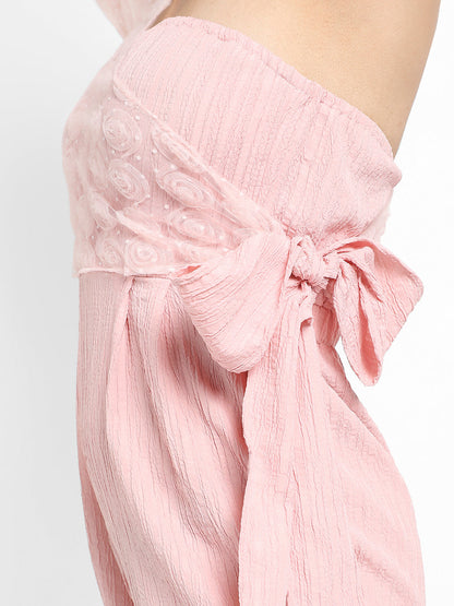 Pink Solid Jumpsuit With Self-Design Details