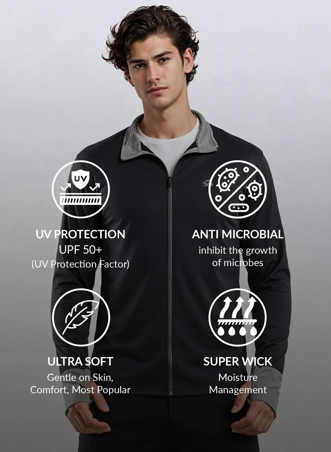 Adro Sunscreen Jacket for Men UV Sun Advanced Protection Running Jackets For Men Biker Jackets with Zipper Sports jacket for men